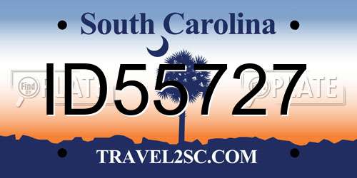 ID55727 South Carolina License Plate