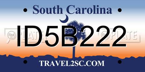 ID5B222 South Carolina License Plate