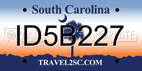 ID5B227 South Carolina License Plate