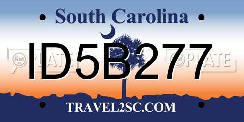 ID5B277 South Carolina License Plate