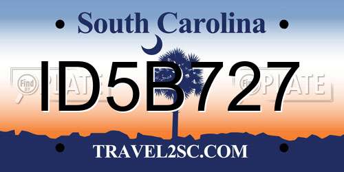 ID5B727 South Carolina License Plate