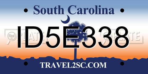 ID5E338 South Carolina License Plate