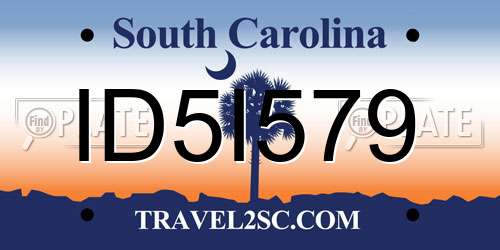 ID5I579 South Carolina License Plate