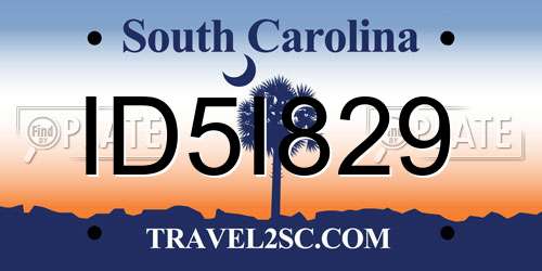 ID5I829 South Carolina License Plate