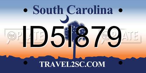 ID5I879 South Carolina License Plate