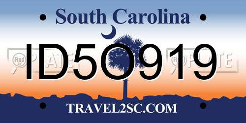ID5O919 South Carolina License Plate