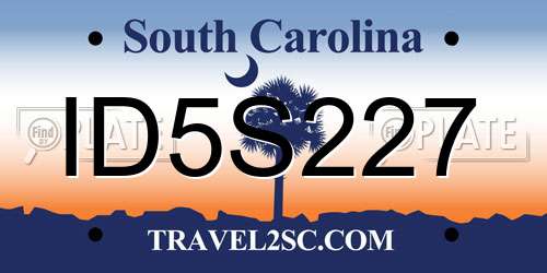 ID5S227 South Carolina License Plate