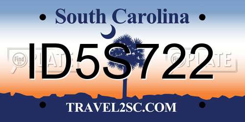 ID5S722 South Carolina License Plate