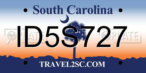ID5S727 South Carolina License Plate
