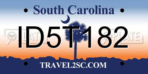 ID5T182 South Carolina License Plate