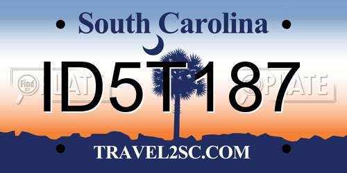ID5T187 South Carolina License Plate