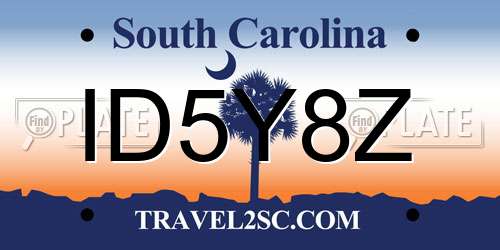 ID5Y8Z South Carolina License Plate