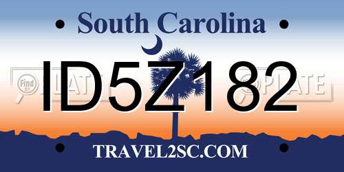 ID5Z182 South Carolina License Plate