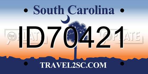 ID70421 South Carolina License Plate