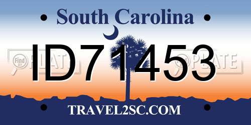 ID71453 South Carolina License Plate