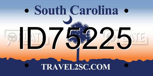 ID75225 South Carolina License Plate