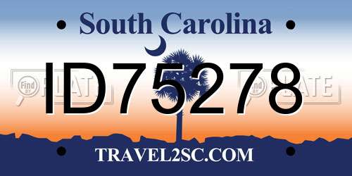 ID75278 South Carolina License Plate