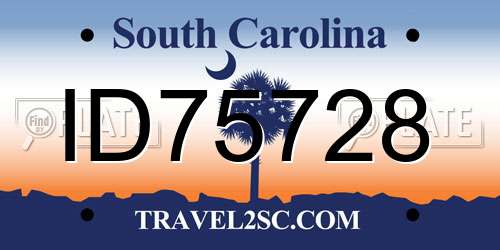 ID75728 South Carolina License Plate