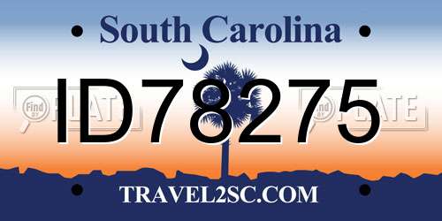 ID78275 South Carolina License Plate