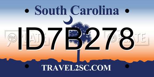 ID7B278 South Carolina License Plate