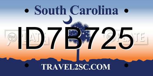 ID7B725 South Carolina License Plate
