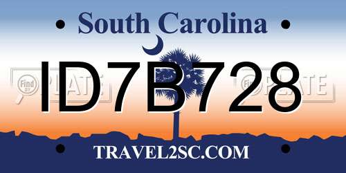 ID7B728 South Carolina License Plate