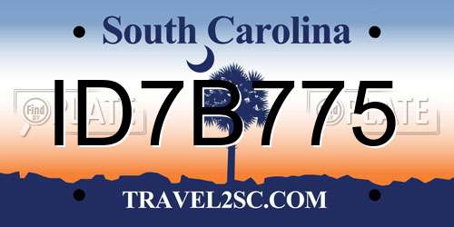 ID7B775 South Carolina License Plate