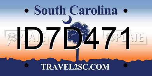 ID7D471 South Carolina License Plate