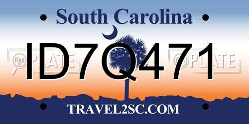 ID7Q471 South Carolina License Plate