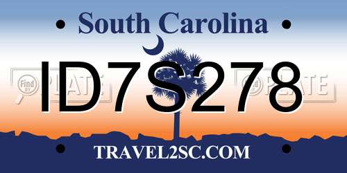 ID7S278 South Carolina License Plate
