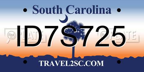 ID7S725 South Carolina License Plate