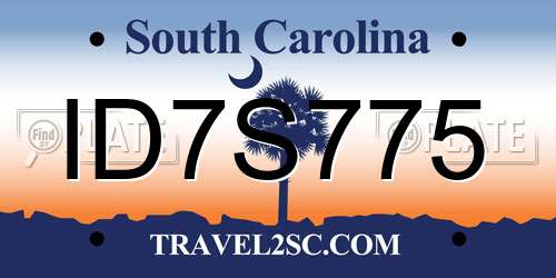ID7S775 South Carolina License Plate
