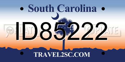 ID85222 South Carolina License Plate