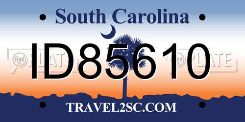 ID85610 South Carolina License Plate