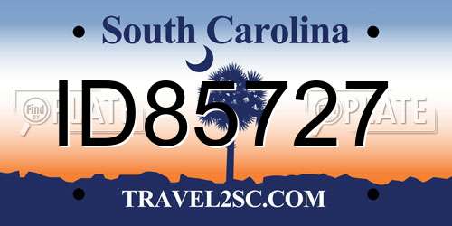 ID85727 South Carolina License Plate