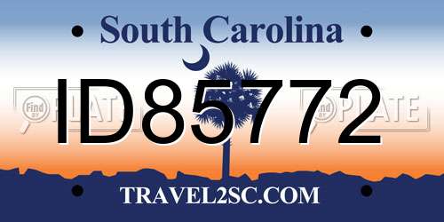 ID85772 South Carolina License Plate