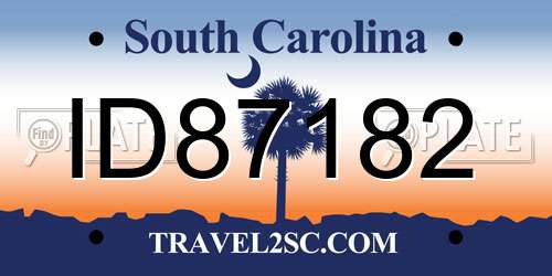 ID87182 South Carolina License Plate