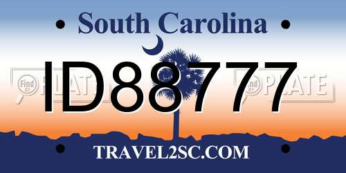 ID88777 South Carolina License Plate