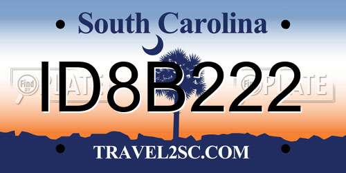 ID8B222 South Carolina License Plate
