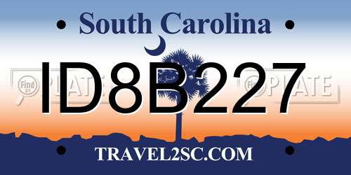 ID8B227 South Carolina License Plate