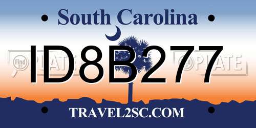 ID8B277 South Carolina License Plate