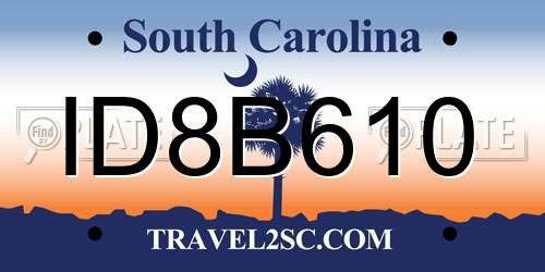 ID8B610 South Carolina License Plate