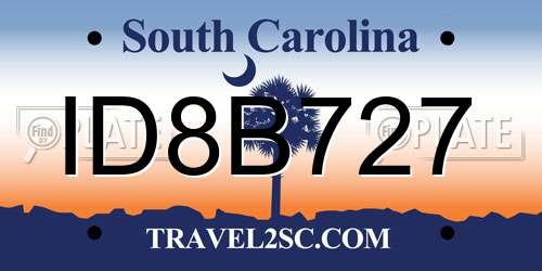 ID8B727 South Carolina License Plate