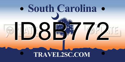 ID8B772 South Carolina License Plate