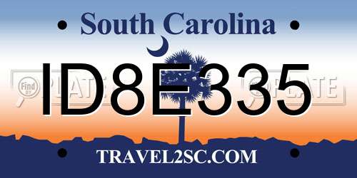 ID8E335 South Carolina License Plate
