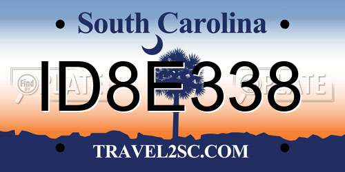 ID8E338 South Carolina License Plate