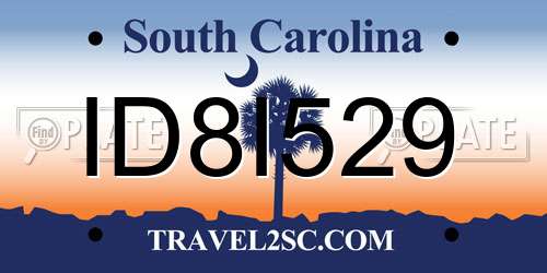 ID8I529 South Carolina License Plate
