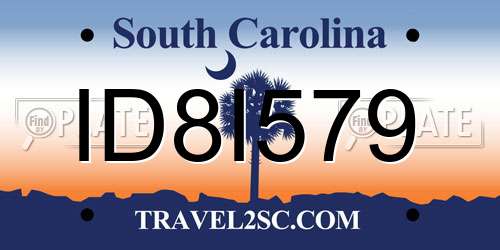 ID8I579 South Carolina License Plate