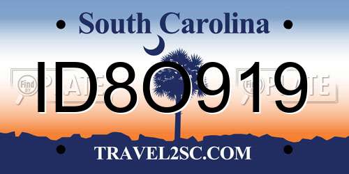 ID8O919 South Carolina License Plate