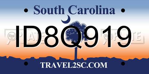 ID8Q919 South Carolina License Plate